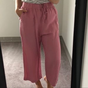 cropped wide leg linen pants